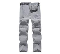 AMhomely Cargo Trousers for Men UK Convertible Zip Off Shorts Outdoor Hiking Walking Trousers Quick Dry Lightweight Casual Plus Size Shorts with Belts Travel Fishing Gray