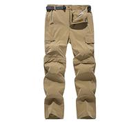 AMhomely Cargo Trousers for Men UK Convertible Zip Off Shorts Outdoor Hiking Walking Trousers Quick Dry Lightweight Casual Plus Size Shorts with Belts Travel Fishing Khaki