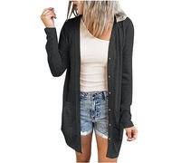 AMhomely Casual Cardigan For Women UK Long Sleeve Open Front Coats Lightweight With Pocket Plus Size Plain Cardigan Outwear Button Down Basic Jacket Loose Fit Basic Oversized Coats Dark Grey 3XL