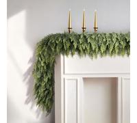 AMhomely Christmas Garlands, Artificial Pine Greenery 150 CM | Faux Pine Leaf Vine,Indoor Outdoor Hanging Decor,Tabletop Ornament,Fireplace,Staircase,School,Office,Window Green 150 CM