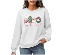 AMhomely Christmas Sweatshirt for Women Merry Glitter Pach Shirt Xmas Overzise Pullover Tops Loose Casual Christmas Printed Round Neck Long Sleeve Sweatshirt