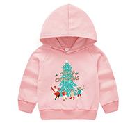 AMhomely Christmas Sweatshirt Kids-Christmas Hoodies For Girls Boys,Xmas Tree,Letter,Santa Claus,Reindeer,Graphic,Long Sleeve,Autumn Winter,Festive Hooded Tops A Pink 4-5 Years