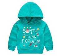 AMhomely Christmas Sweatshirt Kids-Christmas Hoodies For Girls Boys,Xmas Tree,Letter,Santa Claus,Reindeer,Graphic,Long Sleeve,Autumn Winter,Festive Hooded Tops B Green 4-5 Years