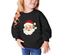 AMhomely Christmas Sweatshirt Kids-Santa Print Sweatshirt Girls,Long Sleeve,Cotton,Crewneck,Funny Graphic,Autumn Winter Warm Pullover Tops,Festive Clothes A Black 4-5 Years