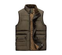 AMhomely Coffee Waistcoats for Mens Fleece Gilet - Stand Collar, Fleece Lined, Sleeveless, Zip Up & Buckle Closure, Security Pocket, Outdoor Winter Warm Bodywarmer, Lightweight Gilets Down Coats XXL