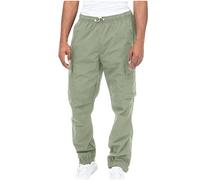 AMhomely Combat Trousers Mens Work Trousers Casual Pants Regular Fit Drawstring Sweatpants Summer Cotton Jogger Sports Bottoms with Pockets Full Size S-5XL Green