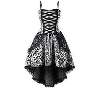 AMhomely Corset Dress Skirt Tutu Set Corsets for Women Steampunk Gothic Punk Leather Bustier Pirate Costume Halloween Plus Size, 01 White, XXL