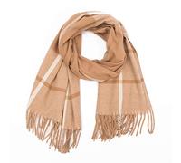 AMhomely Cream Knitted Scarf For Women Uk Ladies Warm Scarf Tartan Check With Tassel Retro Vintage Neck Warp Elegant Warm Knitted Warp Solid color Shawls and Wraps 200 * 67CM Coffee One Size