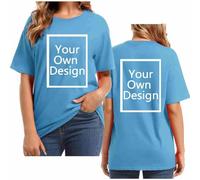 AMhomely Custom T Shirts Womens Personalised Tops Women UK Customised T Shirt with Any Text and Photo-Short Sleeve-Back and Front Printing-Design Your Own Custom Shirt-Plus Size 8-22 Pink L