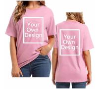 AMhomely Custom T Shirts Womens Personalised Tops Women UK Customised T Shirt with Any Text and Photo-Short Sleeve-Back and Front Printing-Design Your Own Custom Shirt-Plus Size 8-22 White XXL