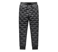 AMhomely Down Filled Trousers Men Plus Size Casual Pants With Pocket Winter Warm Duck Down Trousers Drawstring Elastic High Waisted Tapered Casual Winter Quilted Padded Black M