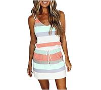 AMhomely Drawstring Waist Dress midi Dresses for Women UK Floral Dresses Sleeveless Cold Shoulder Casual Drawstring High Waist Midi Dress 04 Mint Green XL