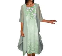 AMhomely Dress Suit for Women Summer Jumper Dress with Chiffon Cardigans Sets Ladies 2 Pieces Lace Chiffon Dress Mother of The Bride Suits with Chiffon , XL, 01 Green