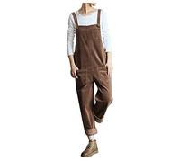 AMhomely Dungarees for Women UK Baggy Bib Dungarees Overall Long Pants Trousers Ladies Casual Solid Pocket Romper Long Playsuit Strap Button Loose Jumpsuit 4464