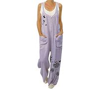 AMhomely Dungarees for Women UK Baggy Bib Dungarees Overall Long Pants Trousers Sale Clearance Ladies Fashion Casual Print Pocket Romper Long Playsuit Strap Jumpsuit 4325
