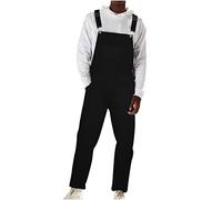 AMhomely Dungarees Men Denim Retro Casual Jumpsuits Solid Denim Bluse Romper Trousers With Breast Pocket Imitation Suspender Long Pants Cargo Pants Basic Trousers Black L