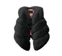 AMhomely Faux Fur Gilet Kids-Sleeveless Shaggy Girls-Furry Waistcoat,Open Front,V Neck,Fluffy,Solid,Warm,Windproof,Winter Thermal Vest Coat for 3-14 Years A Black 5-6 Years