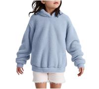 AMhomely Fleece Hoodies Ears Kids Cat-Girls Fluffy Hoodies-Teddy Bear Sweatshirt with Pockets,Soft,Fuzzy,Long Sleeve,Solid,Autumn Winter Cute Tops for 5-15 Years Teenager A Blue 11-12 Years