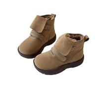 AMhomely Fleece Lined Boots Kids-Boys Girls Winter Ankle Snow Boots,Fold Over Combat Shoes,Anti-Slip,Adhesive Buckle,Thicken Warm Walking Shoes for Outdoor Hikling Camping Travel A Khaki 1