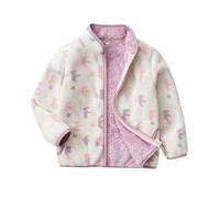 AMhomely Fleece Lined Jacket Kids - Zip up Teddy Fleece Jacket Girls - Winter Coats for Boys-Stand Collar,Cute Cartoon Animal Print,Cosy,Fuzzy,Outdoor Children Outwear A Beige 9-10 Years