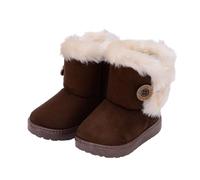 AMhomely Fleece Lined Kids Snow Boots-Winter Slip On Boots,Fluffy Faux Fur Patchwork Shoes,Waterproof,Anti-Slip,Thicken Warm Combat Shoes for Outdoor Hikling Camping Travel A Coffee 12.5