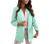 AMhomely Formal Blazer Suit for Women UK Smart Casual Jacket Women Plus Size Suit Coats Elegant Long Sleeve Business Jacket Office Wear Loose Blazer Formal Casual Going Out Mint Green L