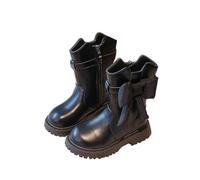 AMhomely Girl Boots Chelsea Kids-Pu Leather Ankle Boots,Bowknot,Side Zipper,No-slip Flatform,No-Slip Sole,Round Toe,Autumn Winter Casual Shoes for School Party A Black 1.5