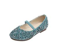 AMhomely Girls Sandals Glitter Princess Shoes Sequin Party Mary Jane Flats Low Heels Sandals Sparkly Glitter Dress Up Shoes for Party Wedding Flower Cosplay 3-11 Years 01 Blue UK 13