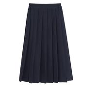 AMhomely Girls School Skirts Knee Length-Plus Size Long Pleated Skirt,Kids Teens Petite Adult,Elastic High Waisted A-line Skirts,Plain Casual Cotton Swing Skirt,Uniform Party Work A Navy 5XL