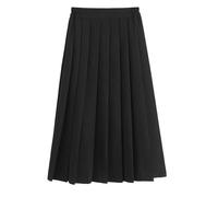 AMhomely Girls School Skirts Knee Length-Plus Size Long Pleated Skirt,Kids Teens Petite Adult,Elastic High Waisted A-line Skirts,Plain Casual Cotton Swing Skirt,Uniform Party Work 13-18 Years