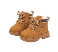 AMhomely Girls Winter Ankle Snow Boots-Faux Fur Lined Combat Boots,Suede,Warm,Fleece,Anti-Slip,Comfy Flats,Outdoor Lace Up Walking Boots for Hikling Camping Travel A Yellow 10