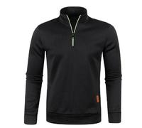 AMhomely Golf Jumpers for Men UK Knitted Pullover UK Trendy Casual Men's 1/4 Zipper Sweater Lightweight Sweater Coat Long Sleeve Sweatshirt Golf Tops Knitwear Black
