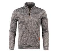 AMhomely Golf Jumpers for Men UK Knitted Pullover UK Trendy Casual Men's 1/4 Zipper Sweater Lightweight Sweater Coat Long Sleeve Sweatshirt Golf Tops Knitwear Coffee L