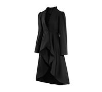 AMhomely Gothic Jacket Women Medieval - Halloween Costumes Coat Women,Renaissance Clothes Tailcoat,Ruffle V Neck,One Button,Irregular Hem,Retro Victorian Pirate Vampire Cosplay Uniform