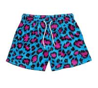 AMhomely Gym Shorts Men Plus Size Leopard Print Running Shorts Men Elastic Waisted Casual Drawstring Swimming Holiday Beach Baggy Wide Leg Hot Pants Summer Blue M