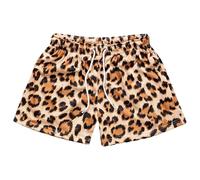 AMhomely Gym Shorts Men Plus Size Leopard Print Running Shorts Men Elastic Waisted Casual Shorts Drawstring Swimming Shorts Holiday Beach Shorts Baggy Wide Leg Shorts Hot Pants Summer Shorts Gold S