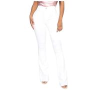 AMhomely High Waist Bootcut Stretch Jeans for Women UK Micro Flare Trousers Casual Denim Bell Bottom Retro Distressed Trendy Jeans Horseshoe Trousers Streetwear Classic Flared Pants Y2K White L