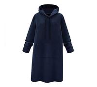 AMhomely Hooded Long Sleeve Pocket Maxi Dress Plus Size Women's Hoodies Sweatshirt Pullover Sweaters Long Sleeve Pullover Jumper Tops Dress Jumper Loose Fit Sports Blue 3XL