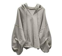 AMhomely Hoodies For Women UK Boyfriend Fit Sweatshirt Drawstring Casual Pullover Tops Long Sleeve Solid Hooded T Shirts Plain Basic Tunic Oversized Tops Blouse Loose Fit Plain Crewneck Sweatshirt