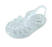 AMhomely Jelly Sandals Kids Girls Childrens Glitter Sparkle Buckled Summer Holiday Beach Shoes Closed-Toe Flats T-Straps Flats Fishman Sandals Holiday Beach 3-10 Years 01 White UK 12.5