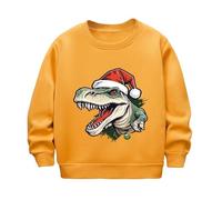 AMhomely Kids Dinosaur Christmas Jumper-Glow In The Dark Tops Girls Boys,Long Sleeve Sweatshirts,Fleece Lined,Funny Xmas Graphic Festive Pullover A Yellow 5-6 Years