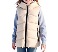AMhomely Kids Gilet With Hood-Sleeveless Down Jacket with Zip Pocket,Children Hooded Windproof Waistcoat,Winter Warm Thick Vest Jacket For Travel Outdoors 5-10 Years A Khaki 7-8 Years