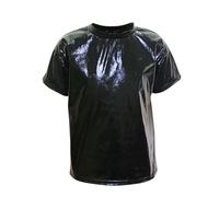 AMhomely Kids Metallic Dance Top-Sparkling Short Sleeve T-Shirts,Shiny Sequin Pullover Tops,Crewneck,for Disco Jazz Hip Hop Modern Dancewear A Black 11-12 Years