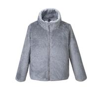 AMhomely Kids Teddy Bear Jacket - Kids Fleece Jacket Full Zip - Sherpa Fleece,Lightweight,Stand Collar,Warm,Winter Coats for Children Boys Girls Outdoor A Grey 11-12 Years