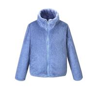 AMhomely Kids Teddy Bear Jacket - Kids Fleece Jacket Full Zip - Sherpa Fleece,Lightweight,Stand Collar,Warm,Winter Coats for Children Boys Girls Outdoor A Blue 7-8 Years