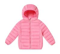 AMhomely Kids Winter Puffer Jacket-Lightweight Down Jacket with Hood,Zip,Warm,Short,Packable,Quilted,Transitional,Padded Coat for Boys Girls,Lined for Hiking,Travel,Child,Teens A Pink 8-9 Years