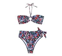 AMhomely Ladies 2 Piece Swimwear Ladies Halter Neck Swimming Costumes Halter Strappy Bikini Sets Solid Sexy Bathing Suits High Waisted Swimming Sets Swimsuits Bathing Suits Beach Vacation Pink L