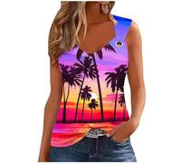 AMhomely Ladies Camisole Vest Tops Summer Sleeveless Tops for Women UK Tropical Floral Tanks Tops Hawaiian Shirts Gym Workout Yoga Vests Running Camis Tops Tee Shirts Holiday Vacation Multicolor M