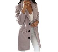 AMhomely Ladies Casual Coats, Women Vintages Warm Faux Coat Cardigan Winter Solid Blazer 4X 5XL UK Women Loose Cardigans Shirt Coat Jackets Trench Topcoats Promotion, B-pink, M