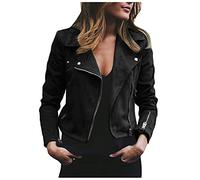 AMhomely Ladies Leather Jacket Classic Fashion Biker Style Real Lambskin Soft Leather Womens Jacket, 02 Black, XL